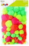 Essentials By Leisure Arts Pom Poms, Neon -Assorted Sizes, 100 Pieces Per Pack