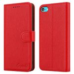 For iPod Touch Case 7th/6th/5th Generatin Case Leather Flip Magnetic Closure Folio Book Kickstand Card Holder Wallet Cover Full Protection for iPod Touch 5/6/7 Gen (Red)