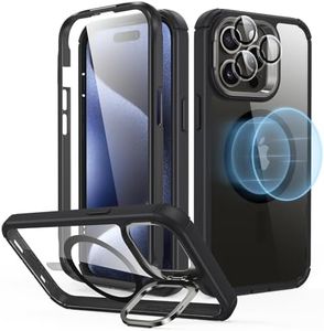 ESR for iPhone 15 Pro Max Case, Full-Body Shockproof MagSafe Case, Exceeds Military-Grade Protection, Magnetic Phone Case for iPhone 15 Pro Max, 2-Part Tough Case with Stand, Armor Series, Clear Black