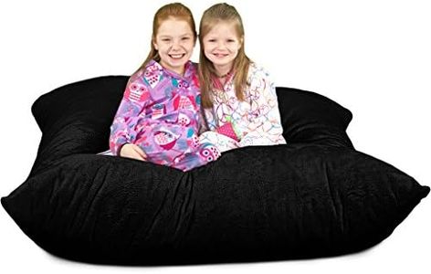 ULTIMATE SACK Bean Bag Floor Pillow, Oversize Comfy Chair Couch Lounge Sofa Loveseat Furniture | Black Fur