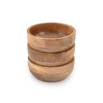 Samhita Mango Wood Round Bowl Set of 3 Perfect for Dips Sauce, Nuts, Appetizers, Desserts,. Looks Absolutey Beautiful with Your Kitchen Setting. (12.7cm x 12.7cm x 5.08cm)