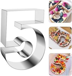 ZADE 8 Inch 304 Stainless Steel Large Size Number Cake Mousse Mold Number 5 Tiramisu Cheesecake Mold Cookie Cutter Bakeware 3D Cake Baking Pan for Birthday and Baking, Party