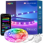 Lepro S1 AI Smart LED Strip Lights 15M RGB+IC, Works with Alexa & Google Assistant, Music Sync, Colour Changing, WiFi Bluetooth App Voice Control, Personalized AI Lighting Designer, Flexible LED Light