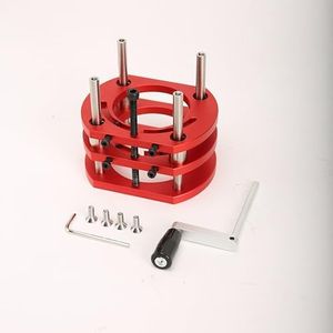 Elestoria Router Insert Plate Lift Adapter Adjustable Router Lift for 64~65 ~ 66 mm Trimming Machine, Aluminum Under-Table Router Base with Double Stainless Steel Support Rods | Red