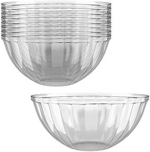 Prestee Clear Plastic Serving Bowls, 150 Oz. 4 Pack - Round Disposable Bowls, Punch, Party, Chip Bowl Containers - for Candy, Salads, Parties, & Serving Food - Large Salad Bowl Dish for Eating