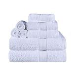 Superior Towel Set, Rayon from Bamboo Cotton Blend, Ideal for Bathroom, Guest Bathroom, and Beach, Includes; 8 Pieces, Face/Washcloths 13” x 13”, Hand Towels 16” x 30”, Bath Towels 30” x 54”, White