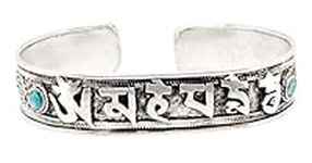 White Metal Tibetan Cuff Silver Ton