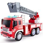 HERSITY Fire Truck, Fire Engine Toys for 3 Year Olds Boys, Kids Emergency Vehicles with Lights and Sounds Extending Ladder Friction Powered Toy Cars Gifts for 2 4 5 6 Years Old Children