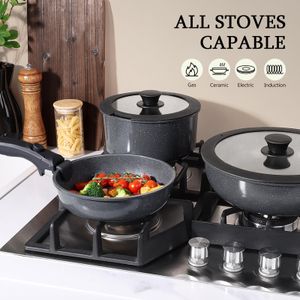 GiPP 11-Piece Non-Stick Ceramic Cookware Set – Grey, Detachable Handle, Induction Safe
