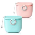 Infant Milk Container,RoadLoo 2Pcs Milk Powder Dispenser Travel Milk Powder Container Portable Milk Powder Storage Food Snacks Storage for Travel Feeding with Leveler and Spoon