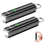 Blukar Mini Torch Rechargeable, [2 Pack] EDC Keychain Flashlight with 3 Lighting Modes, IPX6 Waterproof, Memory Function, Compact Portable Pocket Torches for Daily Carry, Emergency, Camping, Outdoor