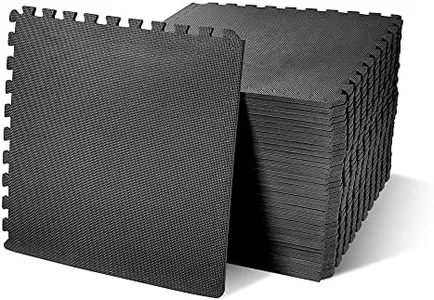 BalanceFrom Puzzle Exercise Mat with EVA Foam Interlocking Tiles for MMA, Exercise, Gymnastics and Home Gym Protective Flooring, 1/2" Thick, 144 Square Feet, Black