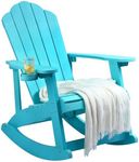 YITAHOME Outdoor Rocking Adirondack Chair, Heavy Duty Plastic Rocking Chairs with Rotatable Cup Holder, Oversized Rocker Chair for Garden Lawn Yard Patio Deck Backyard Pool Porch Beach Fire Pit