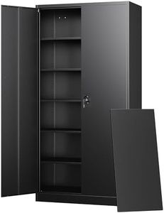 Letaya Metal Garage Storage Cabinets with Lock Door and Adjustable Shelves, Steel Tool Cabinets for Home,Office,Warehouse Organisieren (Black)