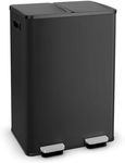 Goplus 16 Gallon/ (2x30L) Stainless Steel Trash Can, Kitchen Trash Bin w/Dual Removable Inner Buckets, Soft Closure & Step-on Pedal, Deodorizer Compartment, Garbage Bin for Recycling, Black