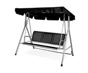 Home & Garden Iron, Polyester 3 Seater Swing (Silver and Black)