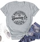 MOUSYA Mama's Boobery T Shirt Women Brewing Co Graphic Tees New Mom Funny Saying Short Sleeve Gifts Tee Tops, Grey, Large