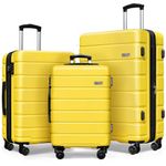 KEYTANG Light Weight Hardside Expandable Luggge Spinner Wheels Luggage Suitcase W/TSA Lock, Yellow, 3 Piece Set, Luggage Light Weight Hardside Expandable Luggge Spinner Wheels Luggage Suitcase W/Tsa