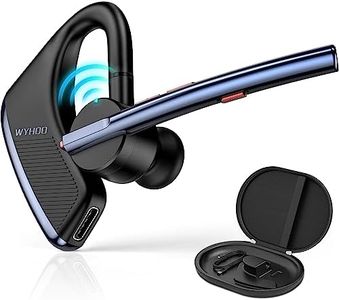 Bluetooth Headset V5.2 WYHOO Bluetooth Earpiece 24H Talktime with Dual Mic CVC8.0 Noise Canceling Wireless Headset for iPhone Android Trucker Driver Business Office