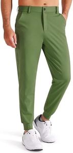 Libin Men's 4-Way Stretch Golf Joggers with Pockets, Slim Fit Work Dress Pants Athletic Casual Yoga Sweatpants for Men Baseball, Olive 2XL