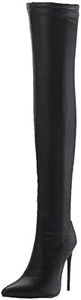 LUXMAX Stivali Donna sopra al Ginocchio con Tacco Alto Spillo Tacchi a Punta Scarpe con Cerniera (Nero 2) - 37 EU