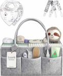 PUTSKA Baby Nappy Caddy Organiser Set - Baby Shower Gifts, Newborn Essentials, New Baby Boy and Girl Gifts