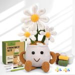 ENCHOL Crochet Kit for Beginners, Daisy Potted Beginner Crochet Kits for Adults, Crochet Starter Kit with Step-by-Step Video Tutorials, Complete Crochet Accessories for Mother's Day DIY Craft