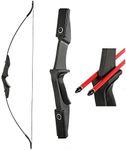 TOPARCHERY Archery 57" Takedown Recurve Bow Black Long Bow Outdoor for Beginner Right Left Hand Black - Draw Weight 30lbs