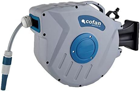 Cofan Enrollador Automático de Manguera |Para Jardín | Longitud 20 m | Diámetro 15 mm