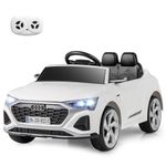 COSTWAY 12V Electric Kids Ride on Car, Licensed Audi Toy Vehicle with Remote Control, LED Headlight, Music, Battery Powered Ride on Gift for Boys Girls (White)