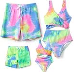 PATPAT Family Matching Swimsuits Couples Cutout One Piece Spliced Tie Dye Monokinis Quick Dry Beach Wear High Waist Bathing Suits for Women L