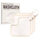 ZOMCHI 3 Pack Exfoliating Washcloths, Premium Face and Body Wash Cloths with Softness and Chafing on Two Sides, Bath Towels for Men and Women (White)