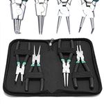 7" inch Circlip Pliers Set 4pcs Heavy Duty Internal/External Snap Ring C Clip Pliers Kit for Ring Remover Retaining and Remove Hoses, Storage Case Included