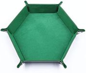 PETHOMEAU DND Portable Folding Dice Rolling Tray for use as DND Dice Tray D&D Dice Tray or Dice Game, PU Leather Dice Holder for Dice Games Like RPG, DND and Other Table Games (Green)