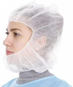 100 PCS Disposable Hood Caps Full Face Hair Net Beard Cover (100)