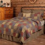 VHC Brands Ridge Patchwork Cotton Rustic Bedding Pre-Washed California King Quilt, Cedar Green