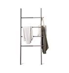 Umbra Hub Ladder, Expandable Freestanding Rack, Bathroom Towel Holder, and Clothes Organizer, Grey