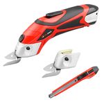 TOOLSPACE 4V Cordless Electric Scissors, Electric Fabric Cutter with 2 Pcs Cutting Blades Accessory for Cutting Fabric, Carpet, Leather, Cardboard