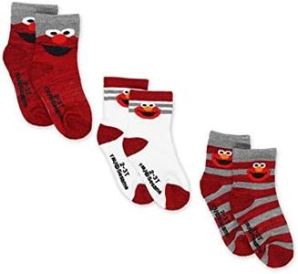 Sesame Street Elmo Baby Toddler Boy's Girl's 3 Pack Crew Socks with Grippers (12-24 Months, Red)