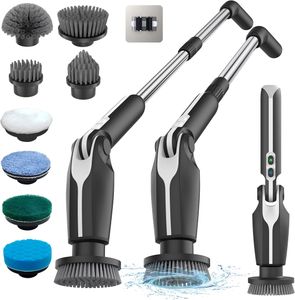 Leebein Electric Spin Scrubber – Long Handle, 8 Brush Heads, Remote Control