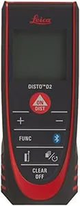 Leica Geosystems 838725 DISTO D2 New 330ft Laser Distance Measure with Bluetooth 4.0, Black/Red 1.7 x 1 x 4.6 inches