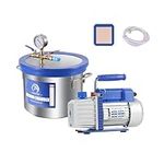 P PBAUTOS 2 Gallon Vacuum Chamber with Two Rubber Seals, Acrylic Crystal Lid Degassing Chamber Kit with 4 CFM 1/3HP Single Stage Vacuum Pump Without Oil, Not for Stabilizing Wood