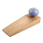 IndianShelf 1 Pack Wood Door Stopper for Home Rubber Solid Floor Gate Stopper Blue Door Wedge Slip Resistant