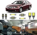 LIGHSTA 16PCS Super Bright White LED Interior Light Kit Package for Acura TSX 2009 2010 2011 2012 2013 2014 + License Plate Lights and Install Tool