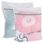 Vivifying Mesh Laundry Bag, 2 PCS Large Washing Machine Bag with Zip, 23 x 19 inch Coarse Net Washing Bags for Delicates, Socks, Clothes (White)