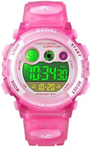 Kid Watch LED Sport 30M Waterproof Multi Function Digital Wristwatch for Boy Girl Children Gift (Pink)