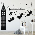 CustomVinylDecor Peter Pan Scene Vinyl Wall Sticker | Home Decor Sticker for Bedroom or Playroom | Small, Large Sizes | Black, Brown, Green