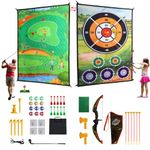 Golf Chipping Game, Kids Golf Set with Bow and Arrow Game, Golf Hitting Game, Sticky Ball Game, Darts and Axe Throwing Game, Golf Mat for Golf Practice, Golf Games for Backyard, Park or Home