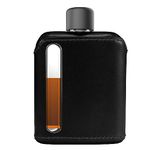 Ragproper Modern Glass Hip Flask - Durable Leather Covered Flask for Whiskey, Spirits, & Other Liquor - Ideal Glass Flask for Men & Women (Single Shot 100ml, Leather Black)