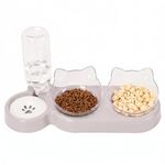 3-In-1 Cat Food And Water Bowl Set, Cat Bowls With Stand, Double Cat Bowls with Water Dispenser For Pet,Food And Water Feeder For Small Medium Dogs Cats